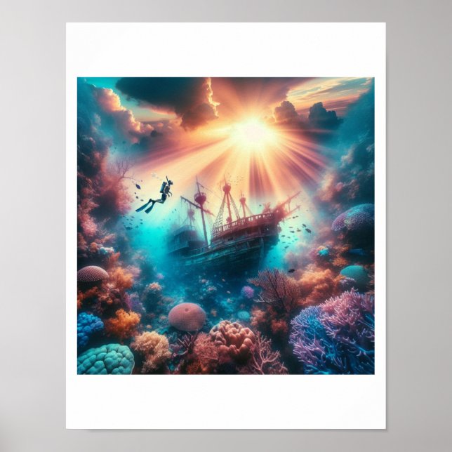Ett vackert rev med ett gammalt skeppsbrott poster (Framsidan)