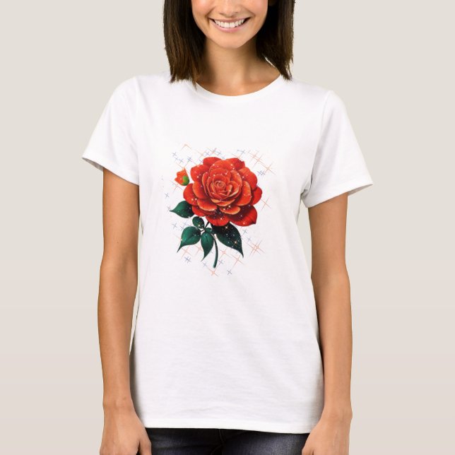 Ett vackert rödblommor T-Shirt (Framsida)