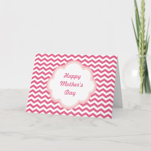 Ett vackert rosa chevron mors dag-kort kort (Framsida)