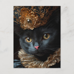 Ett vackert Royal svart katt Vykort
