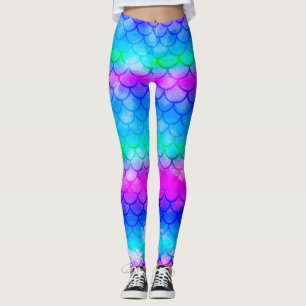 Ett vackert spektrum av sjöjungfru färg-balkar leggings