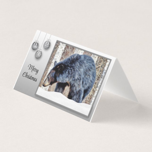 Ett vackert svart björn i Snö. Kort (Framsida)