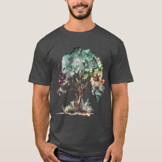 Ett vackert träd av livets design i coola akvarell t shirt