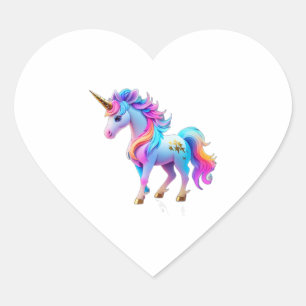 Ett vackert Unicorn-märke 1 Hjärtformat Klistermärke