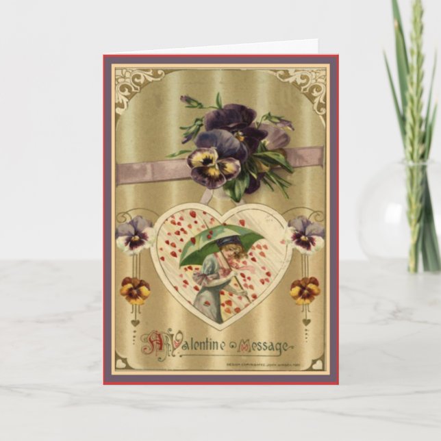 Ett valentinmeddelande - vintagevalentinkort helgkort (Framsida)