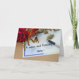 Ett vänligt Hej-märkt gratulationskort Kort