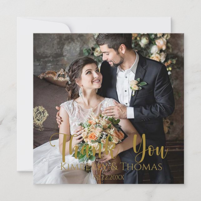 Ett vanligt tackkort för Bröllop i skript Tack Kort (Framsida)