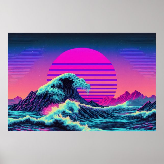 Ett Vaporwave-möte med Ocean's Majesty Poster (Framsidan)