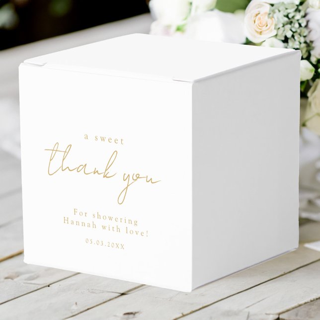 Ett varmt tack! Minimal, lyx, möhippa Presentaskar (Personalized "A sweet thank you!"  Minimal, luxury, bridal shower Favor Boxes with your name & date.)