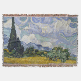 Ett vetefält med cypresser Van Gogh Filt