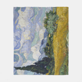 Ett vetefält med cypresser Van Gogh Fleecefilt