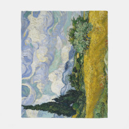 Ett vetefält med cypresser Van Gogh Fleecefilt