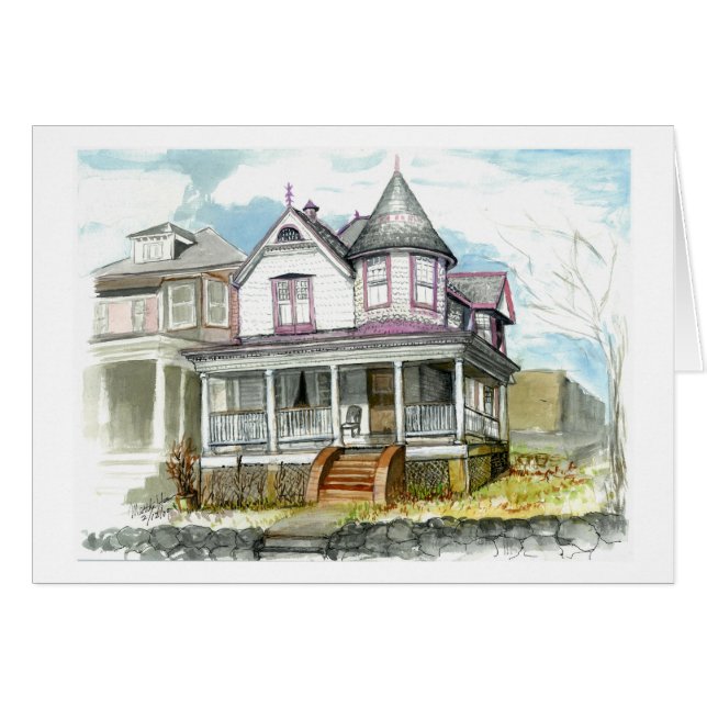 Ett Victorianhus Hälsningskort (Framsidan Horizontal)