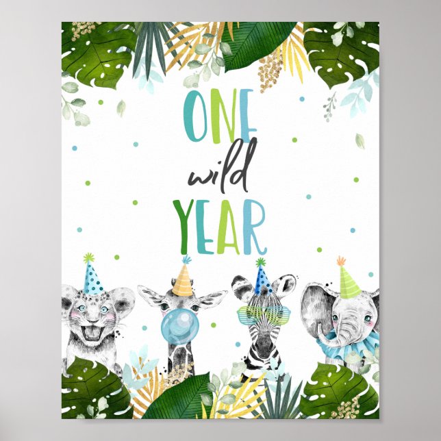 Ett Vilds årligt födelsedag för Safari Party Poster (Framsidan)