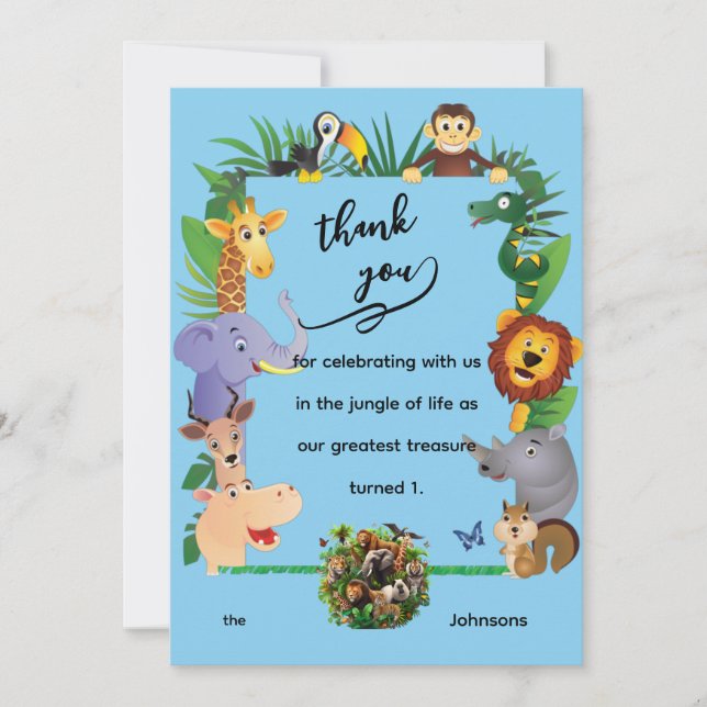 Ett Vilds års jokertecken - 1:a vardagstackkort Tack Kort (Framsida)