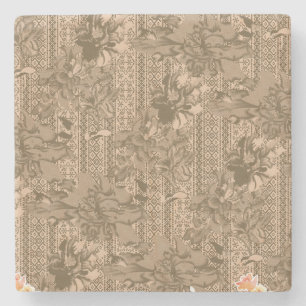 Ett vintage blommönster med invecklad brun design stenunderlägg