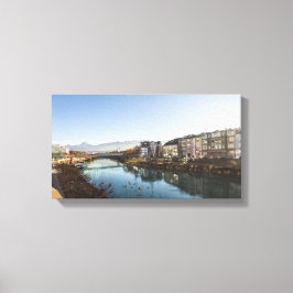 Ett vinterlandskap i Villach Canvastryck