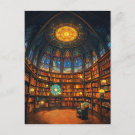Ett viskartat Bibliotek som Flyter mellan stjärnor Vykort