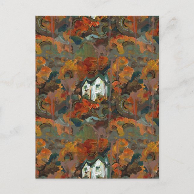 Ett Vita hus & höstträd Vykort (Framsida)
