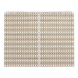 ett vitt och guld-geometriskt mönster kalender