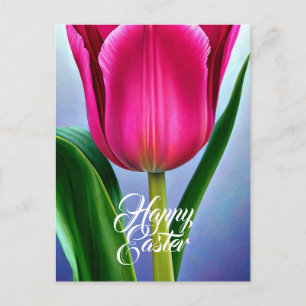 Ett vykort för enstaka Rosa Tulip Helgdag Påsk