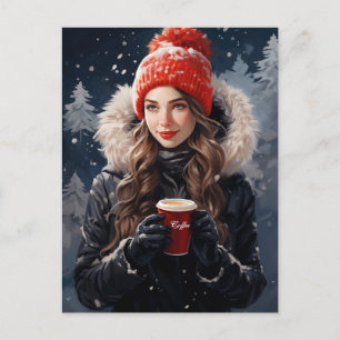 Ett vykort för vinter- och kaffefröjd