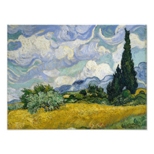 Ett Wheatfield med Cypresses Van Gogh Fototryck