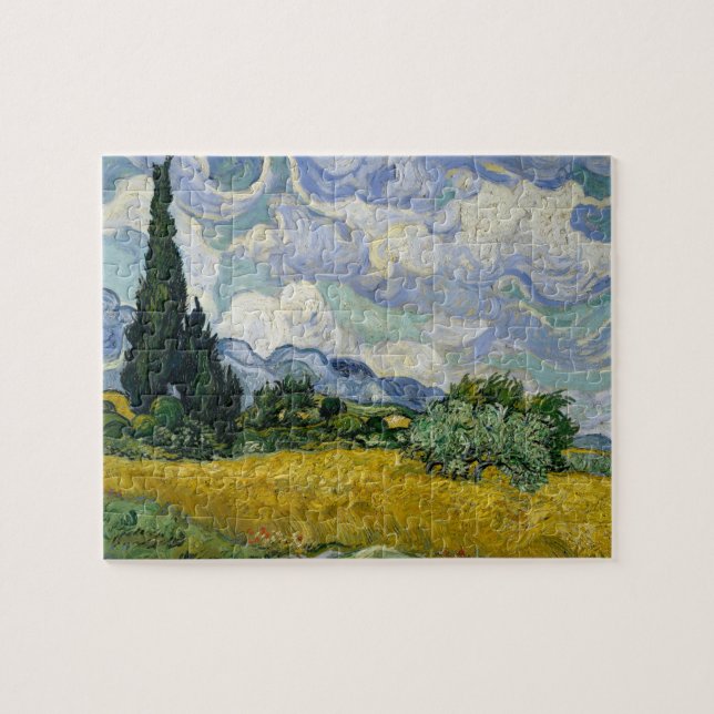 Ett Wheatfield med Cypresses Van Gogh Pussel (Horisontell)