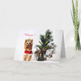 ETT YORKIE CHRISTMAS-KORT FÖR NÅGON TACK KORT