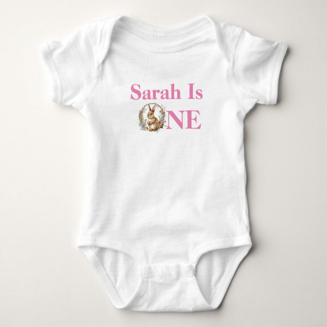 ettårs bodysuit för bebis t shirt (Framsida)