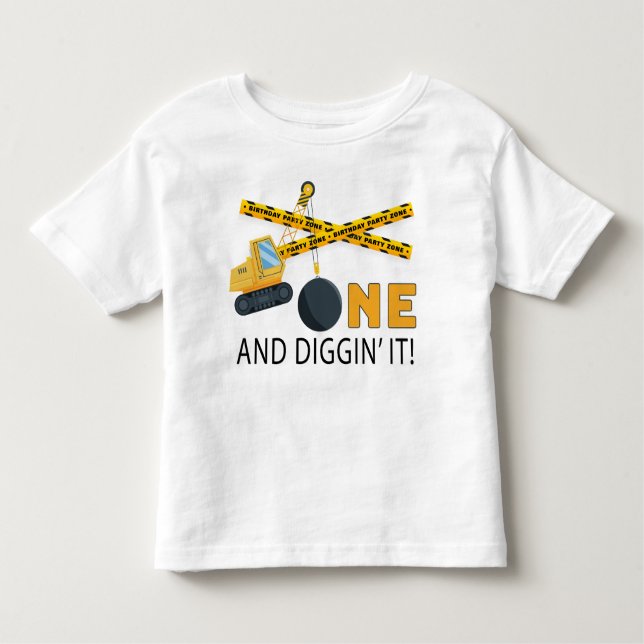 Ettårsfest med tema 'One and Diggin’ It' Construct T Shirt (Framsida)