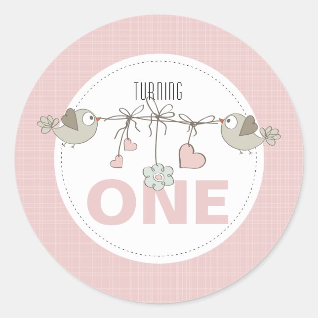 Ettårsfest Runt Klistermärke (Framsida)