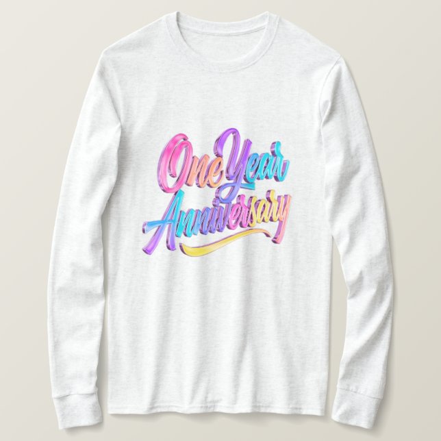 Ettårsjubileum Långärmad topp T Shirt (Design framsida)