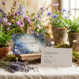 Etterliknande blå och lila blomsterkant förgylld r visitkort
