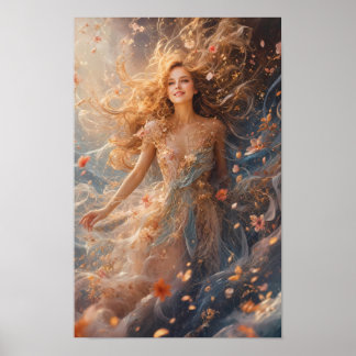 Etterliknande blommig dagdröm Väggkonstaffisch Poster