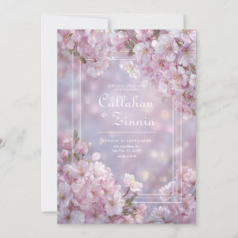 Etterliknande Rosa Bokeh Körsbärsblom Wedding Inbjudningar