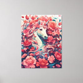 Etterliknande Rosa Enhörning Fantasi Konst Canvastryck