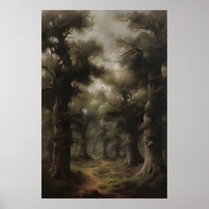 Etterliknande Uråldrig Skog Konsttryck, Dyster Poster
