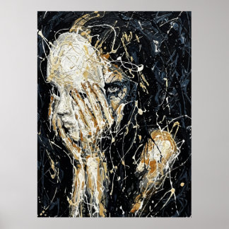 Etterlikt spöklik ansikte Abstrakt droppande konst Poster