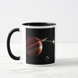 Ettsamlas planet som orbiting den närliggande mugg