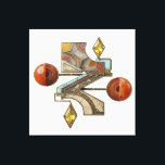 Etude 8. Lighthouse 3d. Canvastryck<br><div class="desc">"Etude 8. Lighthouse" evolved: a striking transition from a minimalist avant-garde sketch to a photorealistic 3D masterpiece. In this 3D improvisation, the geometric forms are reimagined as a precious relic. The composition features polished carnelian spheres, inlaid turquoise, and slices of natural banded agate set within an ornate, filigree bronze frame....</div>