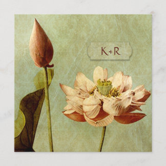 Etude de Fleurs vintage bröllop kvadrerar Inbjudningar