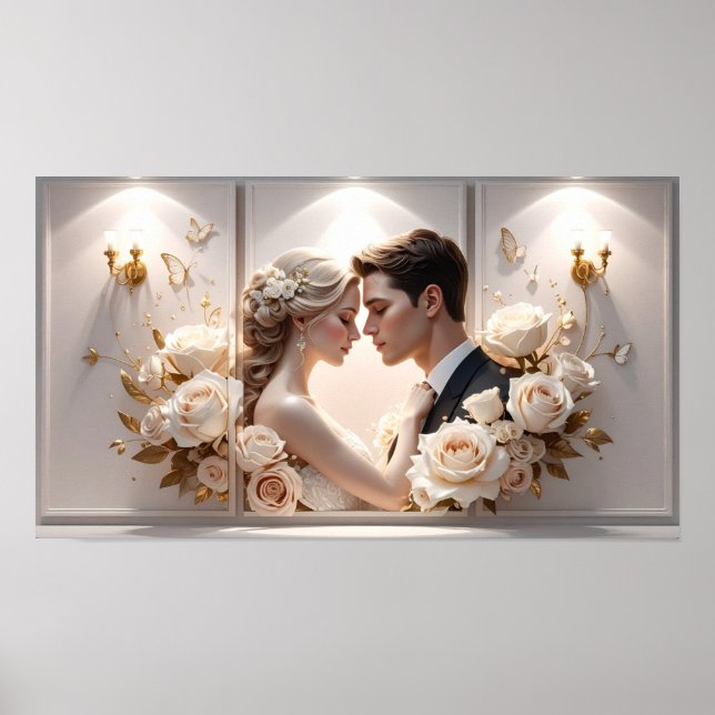 Etyrisk romantik: Brud och brudgum illustration me Poster (Framsidan)