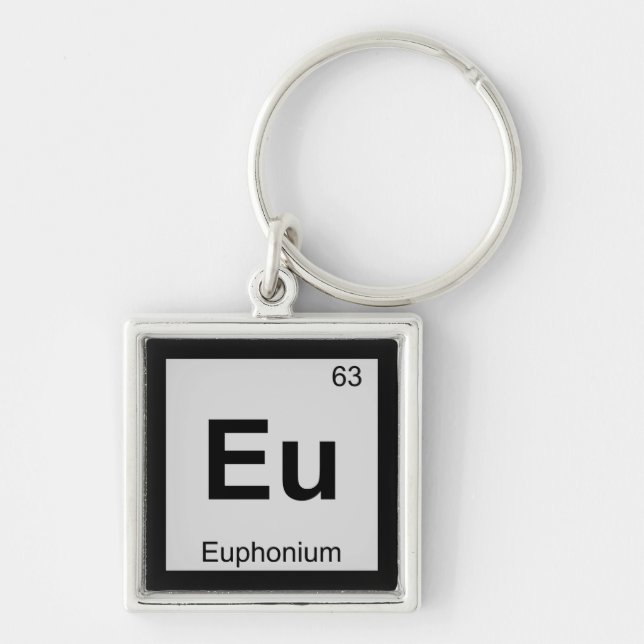EU - Euphonium Music Chemistry Periodic Bord Fyrkantig Silverfärgad Nyckelring (Framsidan)