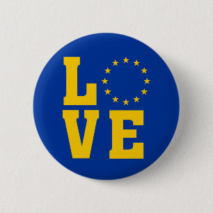 EU Flagga, EU, KÄRLEK Knapp