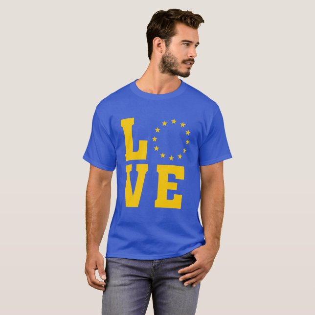 EU Flagga, EU, KÄRLEK T-shirt (Hel framsida)