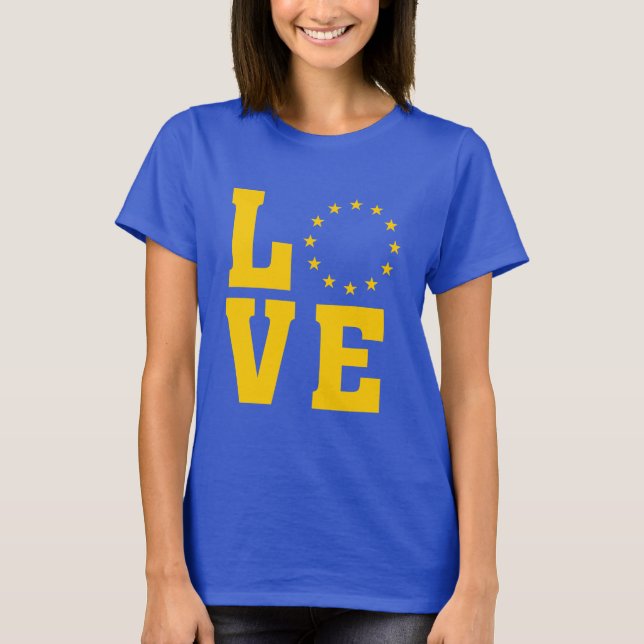 EU-Flagga, EU, KÄRLEK Tee Shirt (Framsida)