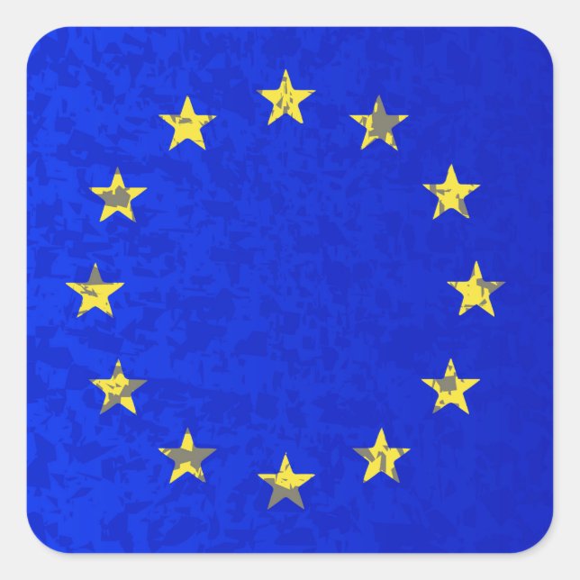 EU-Flagga Fyrkantigt Klistermärke (Framsida)