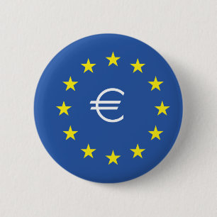 EU-flagga med EURO-symbol Knapp