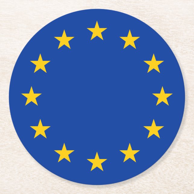 EU-flagga Underlägg Papper Rund (Framsidan)